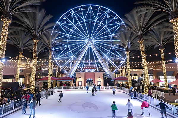 Ice rink installed in a theme park, enhancing visitor experiences with year-round ice-skating attractions.