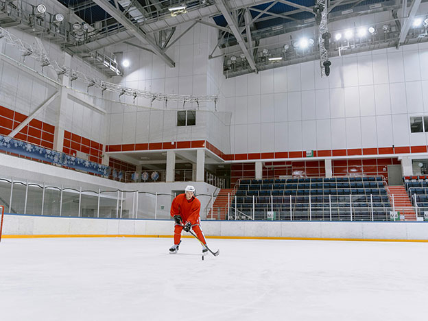 Ice hockey rink with professional ice surface design, refrigeration systems, and complete rink solutions for sports facilities and entertainment venues.