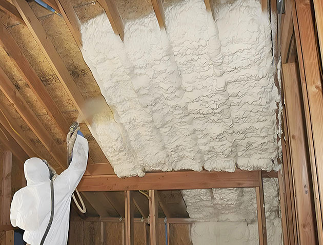 Polyurethane spraying process providing thermal insulation protection for indoor snow parks, ice rinks, and refrigeration facilities.